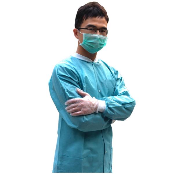 Fluid Resistant Multi Ply SMS Disposable Visitor Coats for hospital