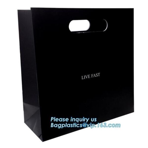 Fancy Design Black Paper Bag For Packaging, Luxury Custom Paper Carrier Bag, Gloss Laminated Luxury