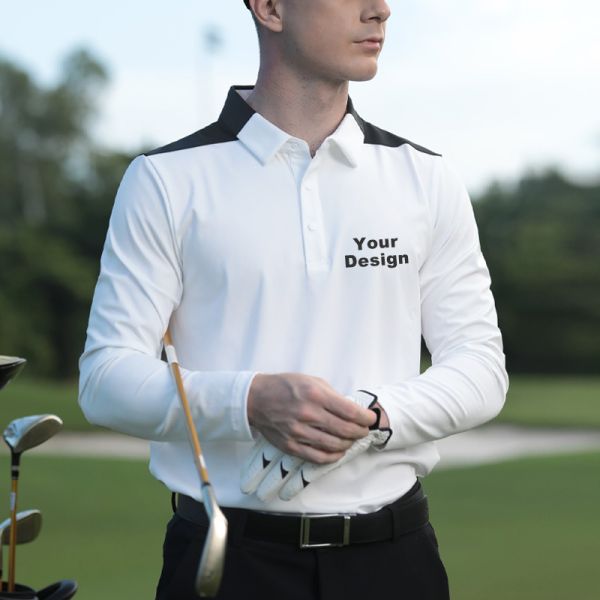 Men's High Stretch Polyester Spandex Golf Long Sleeve Top OEM Custom Sport Apparel
