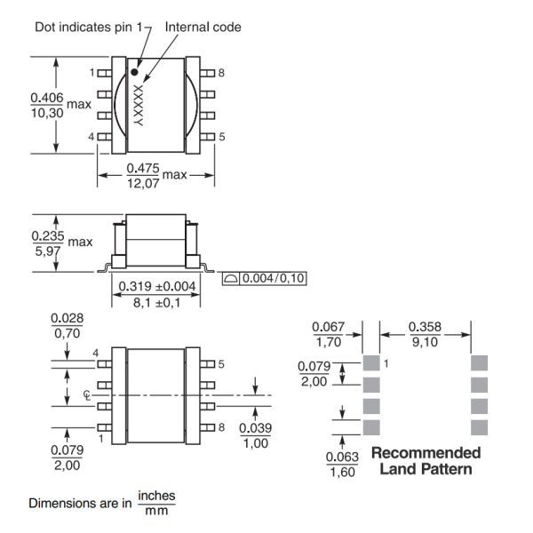 Core Ferrite No-Opto Isolated Flyback Transformers for Analog Devices ZC1493-AED / ZC1495-AED / ZC1610-AED