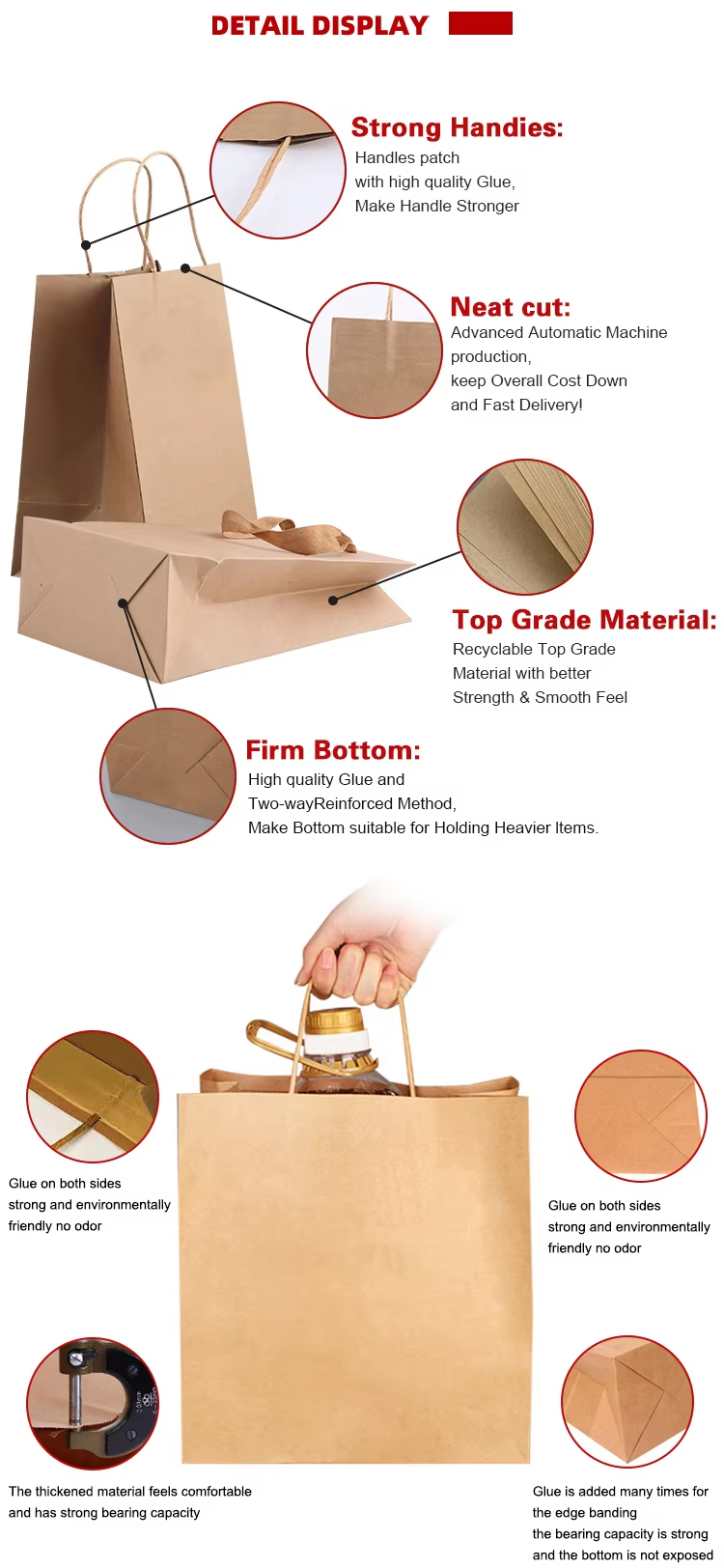 Custom Printed Recyclable Eco Friendly Food Packaging Cheap Kraft Paper Coffee Bag With Handle