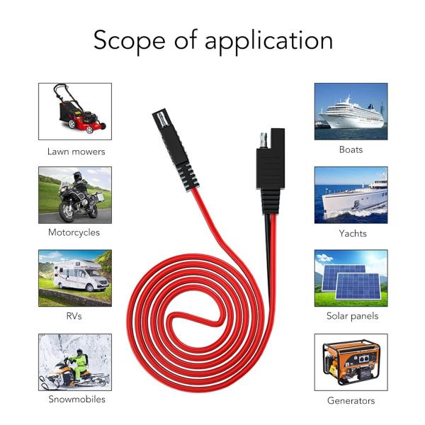 14AWG 2m SAE to SAE Power Automotive Extension Cable Quick Disconnect Wire Harness SAE Connector for Solar Battery