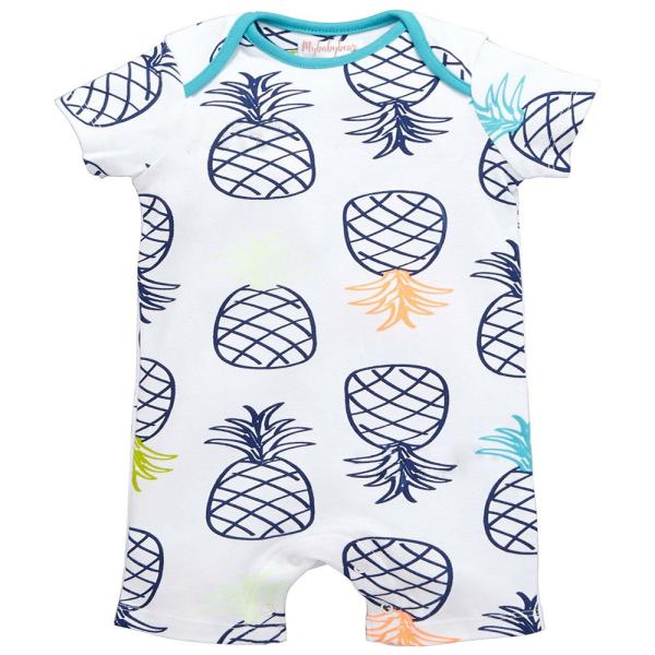 Printing Infant Summer Baby Clothes Unisex Jumpsuit Cotton Knit Short Sleeve Baby Rompers