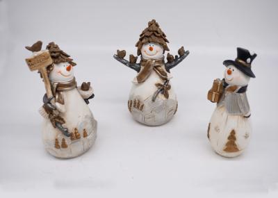 Resin / Polyresin Crafts 3D Small Snowman Figurines Lovely For Home Decoration