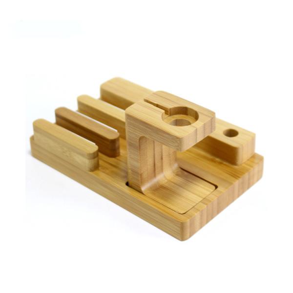 Multi - Function Wooden Mobile Charging Station 100% Nature Bamboo Material Made