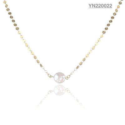 Stainless Steel Shell Pendant Jewelry White Round Pearl Pendant Necklace