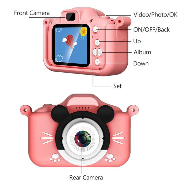 Selfie Enfants Résistant à l'eau Jouer à la caméra 1080P Cadeaux d'anniversaire de Noël 3.7V