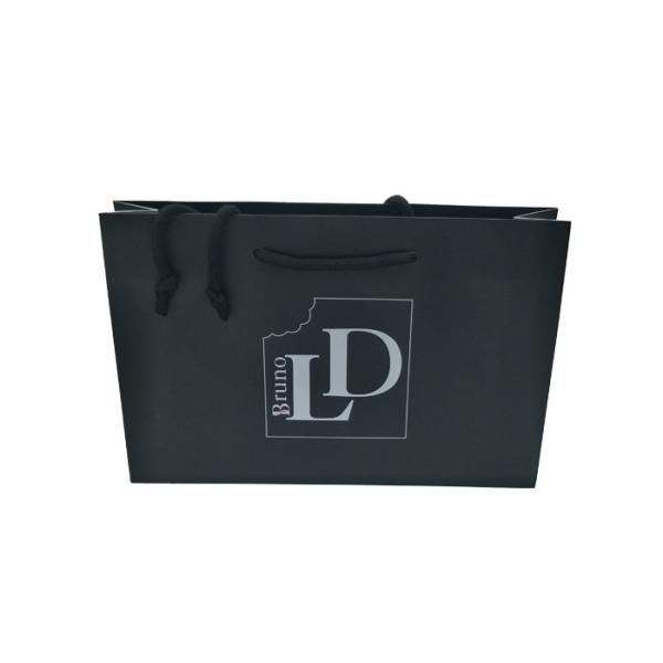Black Sustainable Personalised Paper Bags , Paper Shopping Bags With Handles
