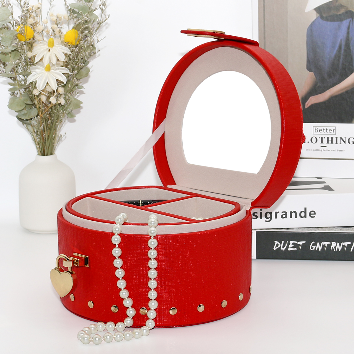 High Grade PU Leather Travel Jewellery Case Durable Multi Color 185x160x115cm