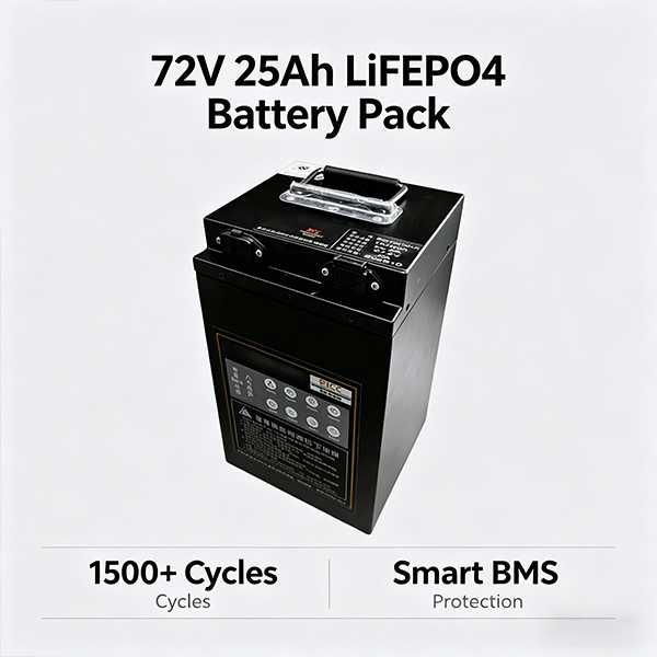 72V 25Ah LiFePO4 Battery Pack 1920Wh 1500 Cycles 0-55 15kg Chongqing for Electric Motorcycle/E-bike