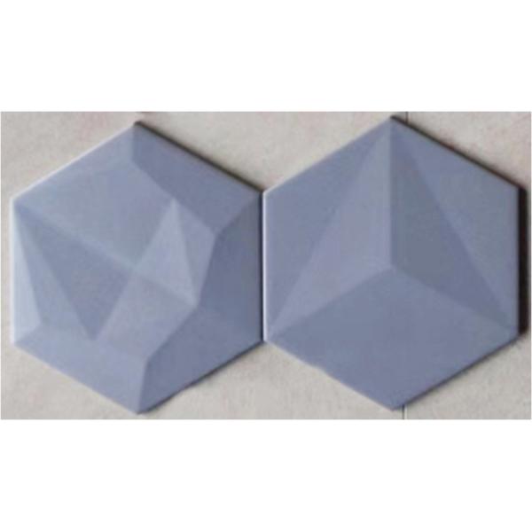 200*230mm Decorative Bathroom Floor Tiles , Hexagon Blue Ceramic Tile