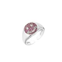 Pavimente Crystal Free Size Rings Chucky 925 Smiley Face Ring de prata