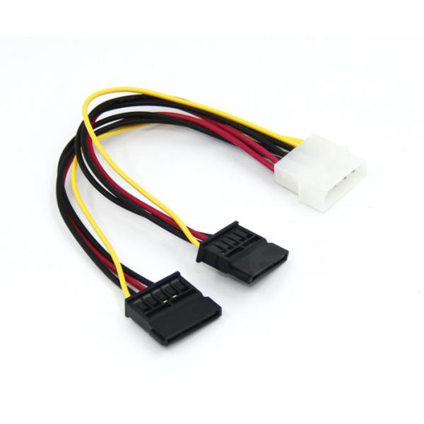 0.15M D4 Pin To Double SATA Power Adapter Cable 4 Pin To Dual 15 Pin 2 In 1 Power Cord