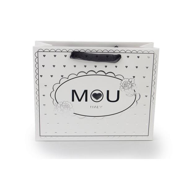 Fashion Custom Printed Shopping Bags With Ribbon Handles CE Certification