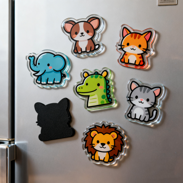 Adorable custom animal fridge magnets serve as personalized acrylic decor and unique gifts.