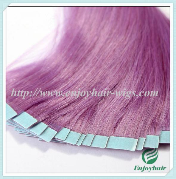 Tape Hair extension 16-28L,100s/pack purple# color Straight malaysian virgin hair