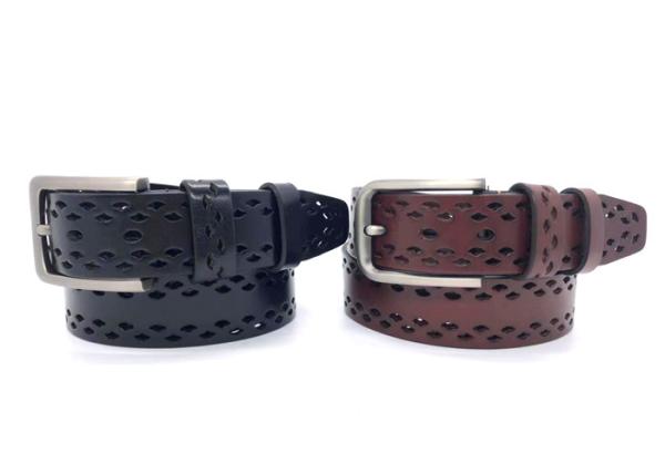 Hollow Out Casual Soft Leather Belts For Men Wide 1-1/2 Inches