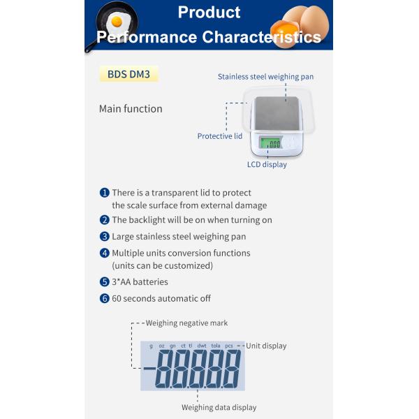 Báscula digital de alimentos de acero inoxidable con precisión de 1G para granos de café, panadería y té. Fácil mantenimiento. Pesaje culinario. Soporte OEM personalizado.