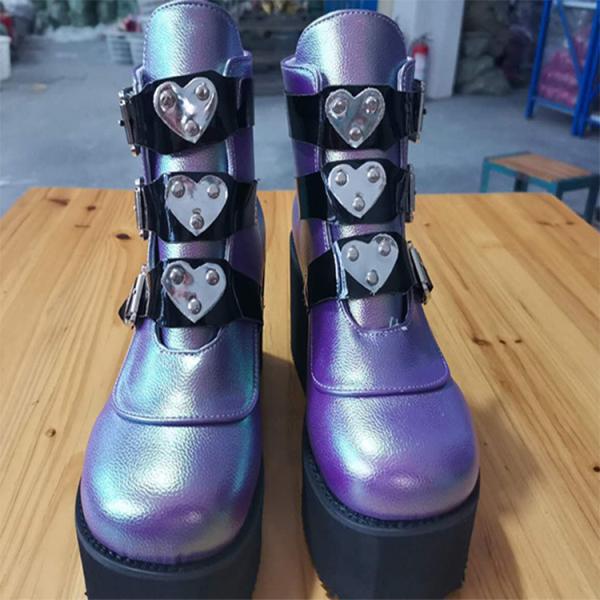 Chameleon'S Skin PU 8cm Ladies Flat Boots 6 Inch With Ultra Light Trim