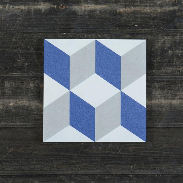 azuis e brancos azulejos geométricos rústicos de cerâmica vintage para hotel e azulejos de piso duráveis 200x200mm para cozinha
