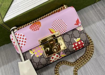 Retro Art Padlock Chain Handbag Monogram Leather Many Stars Love 13cm Width
