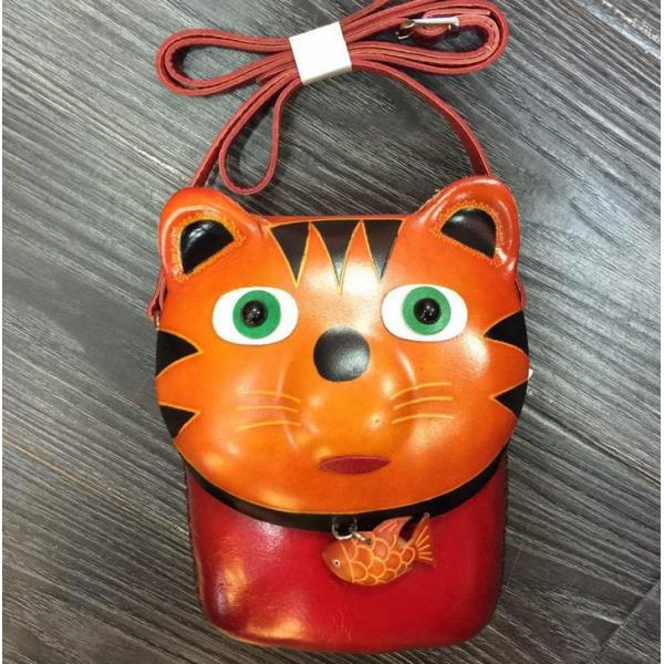 Leather messenger bag small forest animals Sen female retro cute bags