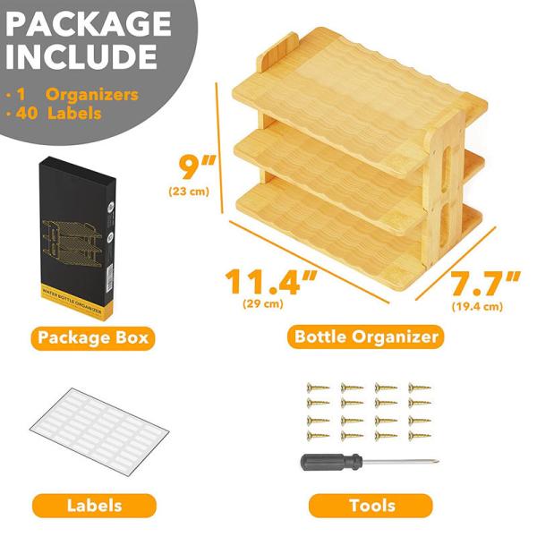 Организатор хранения бутылки с водой 3 ярусов бамбуковый современный