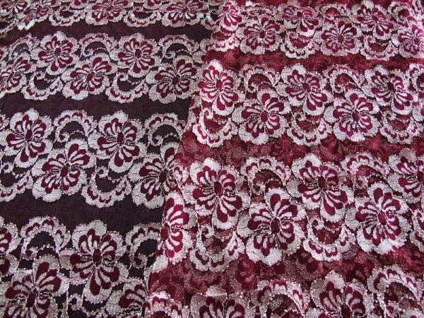 Wavy Floral Elastic Lace Fabric Eco-friendly Dyeing For Evening Dress CY-DK0037