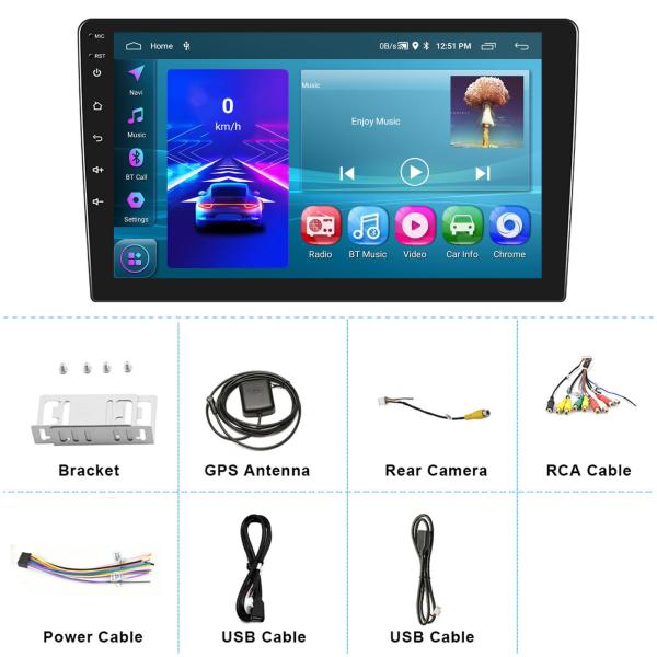 9 polegadas 2G 32G Universal Multimedia Player Duplo Din Android Car Radio com 2DIN embutida