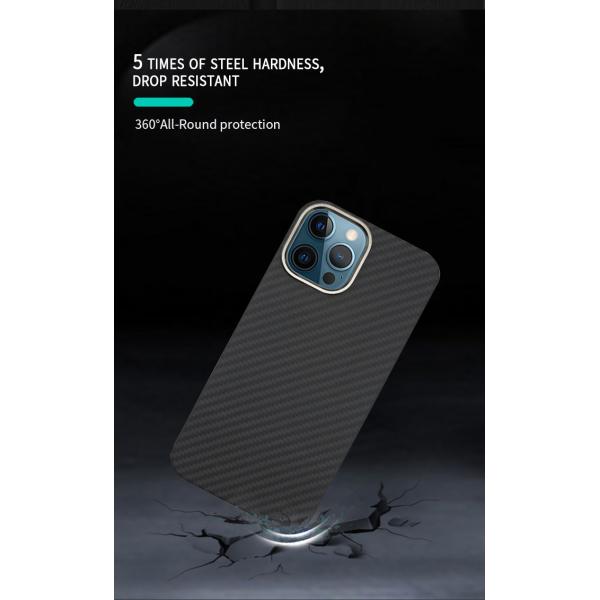 случай телефона iPhone 12 волокна 0.65mm Aramid с дизайном кольца металла