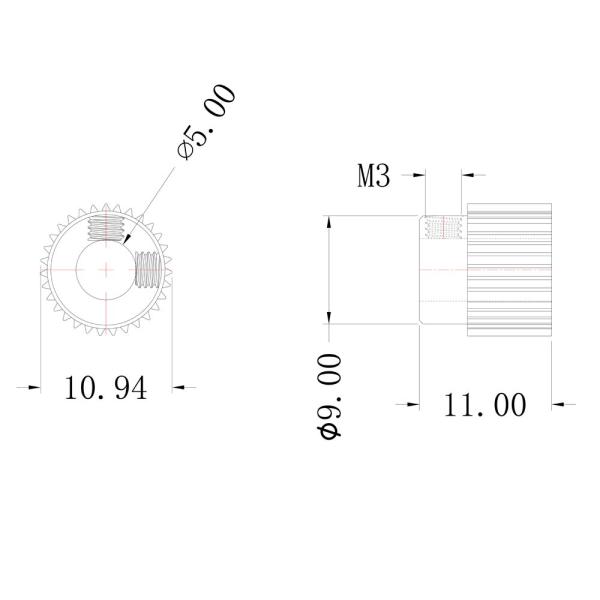 Feed Wheel 36 Teeth MK7 MK8 3D Print Head Extruder Stainless Steel
