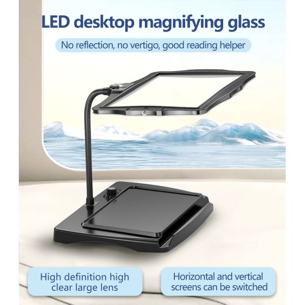LED Desktop Magnifying Glass New Launch PMMA Material Horizontal and Vertical Screen Arbitrary Switch Reading Assistant