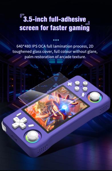 Console de jeu vidéo portable rétro XF35H, écran IPS 3,5 pouces, batterie lithium-polymère 4000mAh, 64 Go/128 Go de jeux intégrés