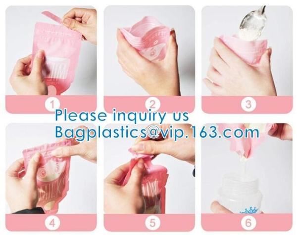 Feeding Dried Milk Food Bag, Milk Freezer Bag, Easy Pour, Spout, Zip Top, Reusable Open and Zip Shut