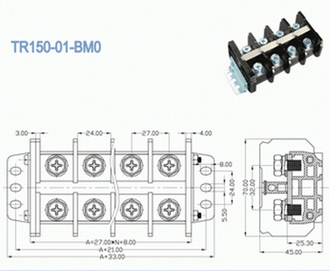 Соорудите разъемы 600V 150A терминального блока барьера 27.00mm сильнотоковые