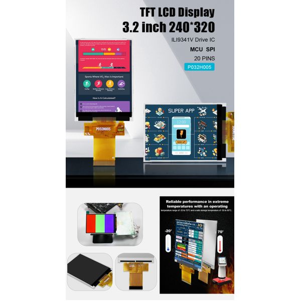Polcd 3.2 inch 240x320 pixel size Small TFT Display ILI9488 Driver ic Lcd