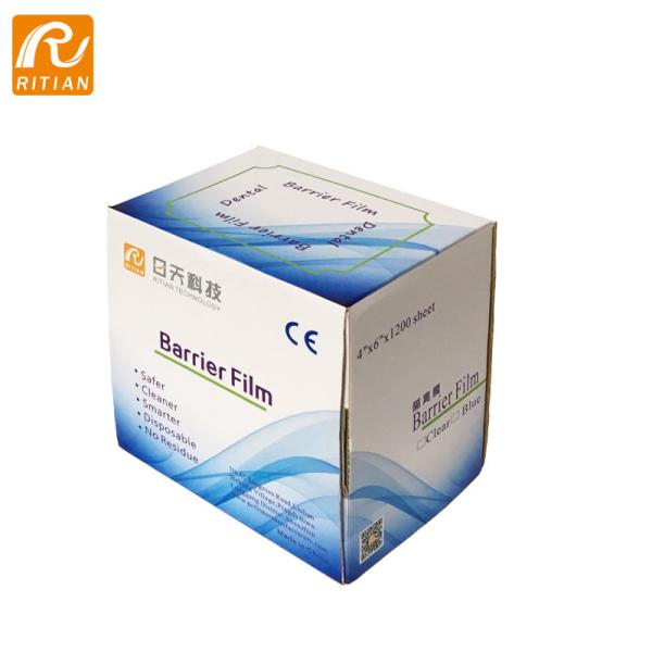 Disposal Blue Dental Barrier Film Adhesive 4 X 6 X 1200 Sheets Protective Film Roll