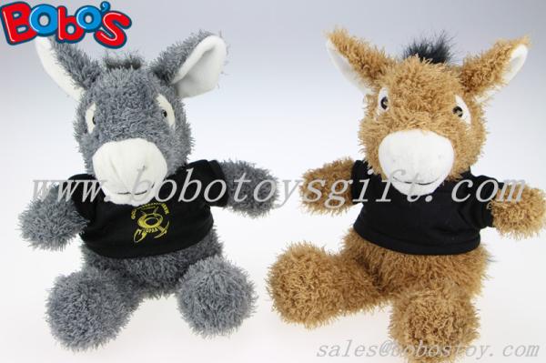 7.9Custom Plush Brown Donkey Animal With Black T-shirt