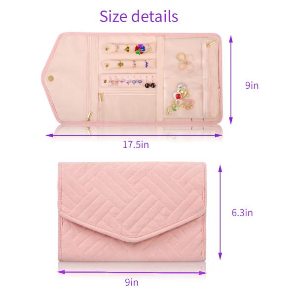 Hanging Earring Jewelry Travel Case Organizer Bag Portable Roll Up 23x15x1.5cm