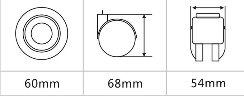 Black Swivel Caster Threaded Stem Caster Wheel 60mm 2.5 Inches Swivel PU Rubber Caster Office Chair