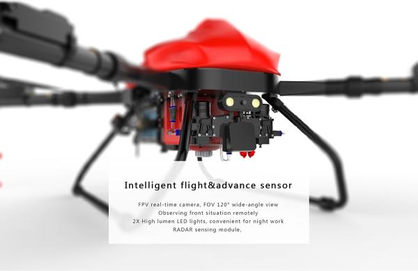 Full Load 57KG Farmland Agri Spraying Drone 4 Axis Drone 16L Hybrid Tank HXF22