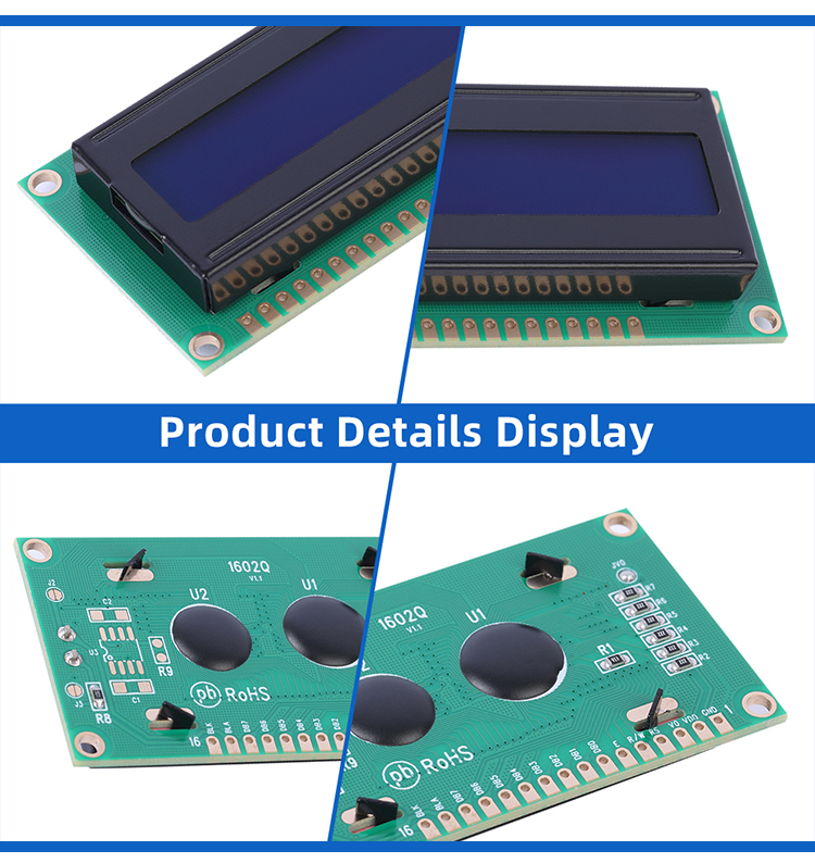 Russian Blue Film White Letters 1602Q Iic I2C Adapter Arduino With Built-In Led Backlight ST7066U