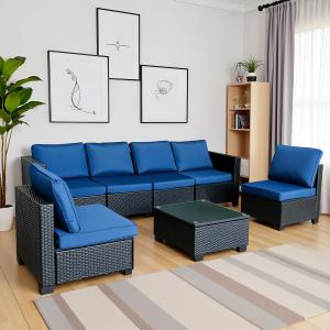 屋外ラタンソファテーブルセット 5点セット ブラック 防水