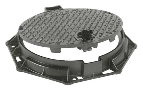 Ronda con bisagras de la cubierta de boca del arrabio del pavimento dúctil con la fijación del sistema