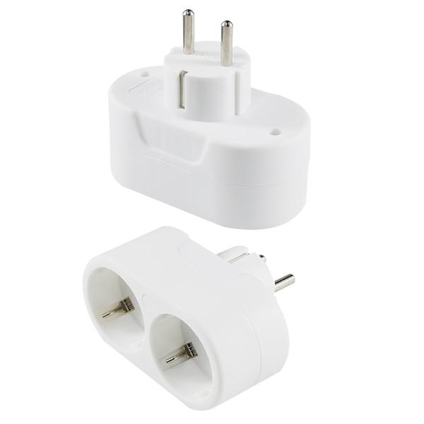 Dual-Outlet EU Plug Power Adapter Socket Converter for Home Travel  European Standard AC Outlet, 250V 10Aa