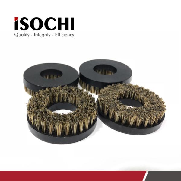PCB Routing Machine Brush UB8723 OD 50mm/2 ID 22mm/0.9 Black Plastic Handle Brown Bristles