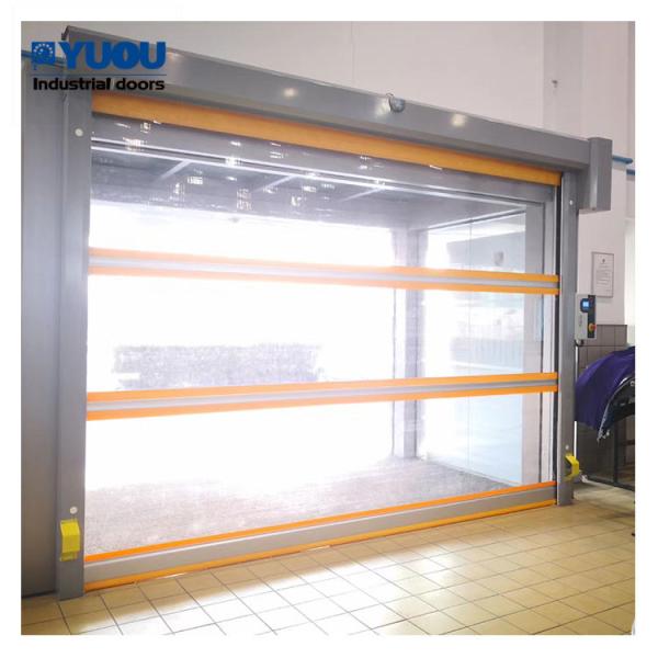 Car Wash PVC Fabric Horizontal Roller Shutter Door High Speed Emergency Buttons