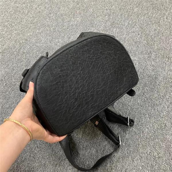 Unisex Style Authentic Ostrich Skin Drawstring Closure Women Men Backpack Genuine Leather Female Male Travel Bag Pack