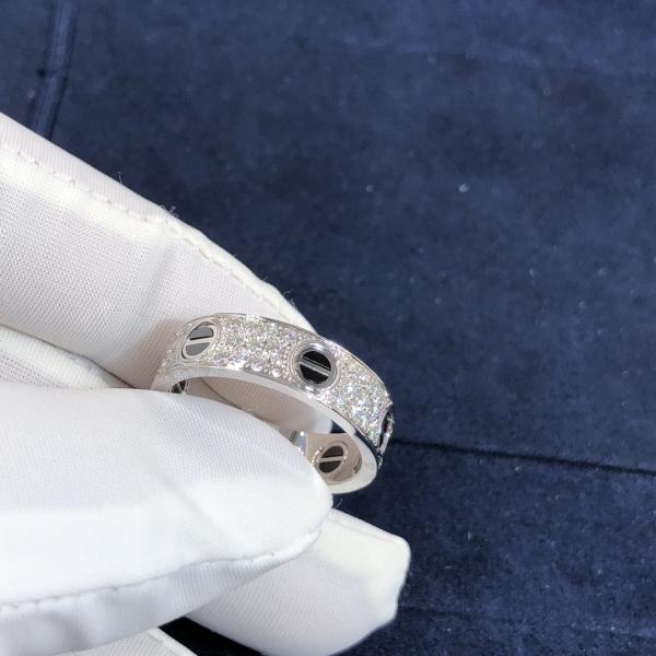 Factory Custom Fine Jewelry 18k White Gold Natural Vs Diamond Jewelry Car Tier LOVE Ring, Diamond-Paved, Ceramic
