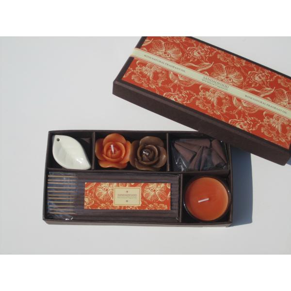 Orange & Brown scented & assorted rose candle & tealight candle,incense packed into gift box
